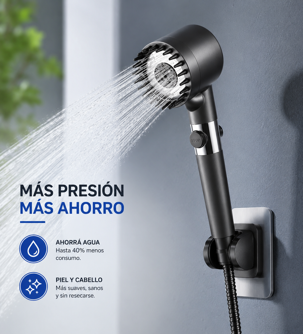 Cabezal de Ducha Turbo Presión + Filtro Purificador - Agua Limpia y Más Potencia