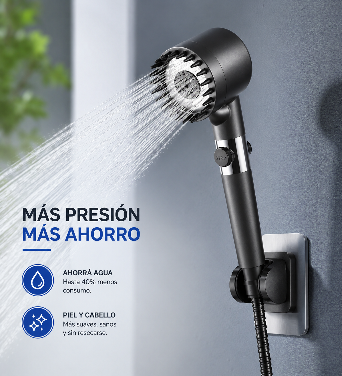 Cabezal de Ducha Turbo Presión + Filtro Purificador - Agua Limpia y Más Potencia
